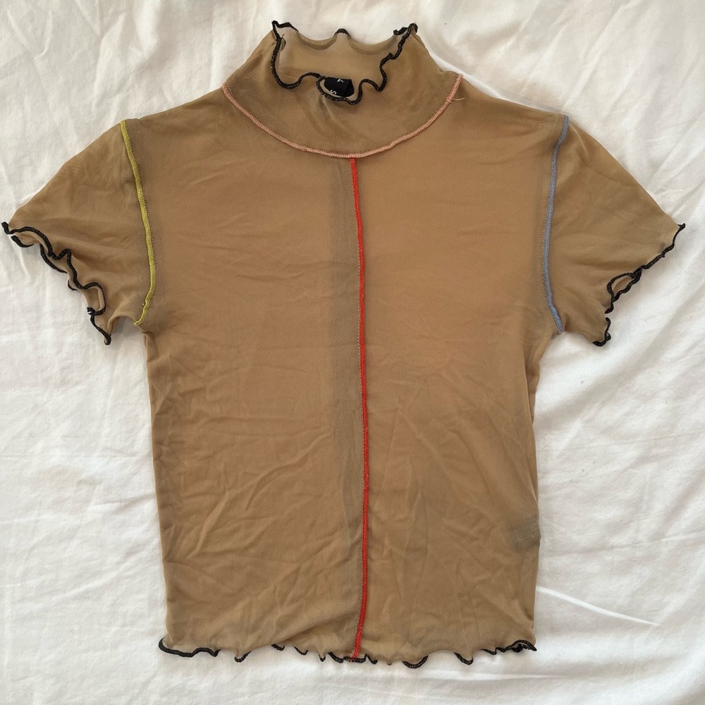 urban outfitters out from under sheer patch short sleeve top